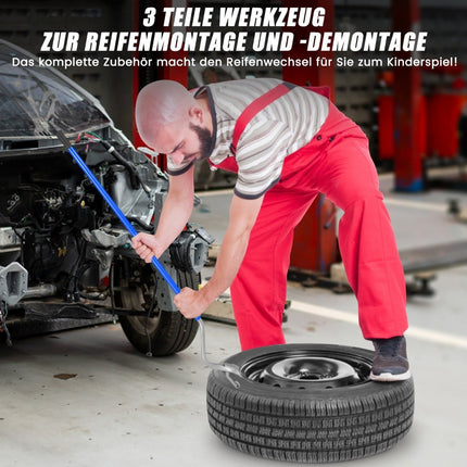 3-piece tire changing tool with steel bead holder blue