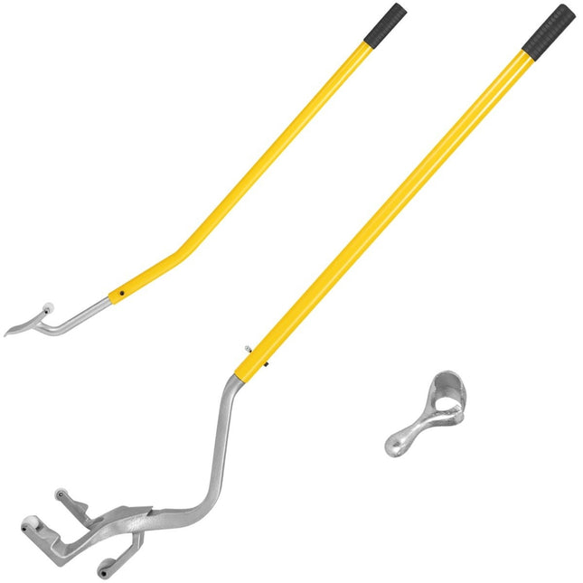 3-piece tire changing tool with steel bead holder yellow
