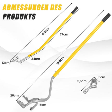 3-piece tire changing tool with steel bead holder yellow