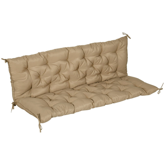3-zitsbankkussen 150x98x8 cm bankkussen met riemen, zitkussen, outdoor/indoor stoelkussen, zitkussen, zitkussen, bankkussen voor tuinmeubelen, bank verandaschommel, kaki Aosom