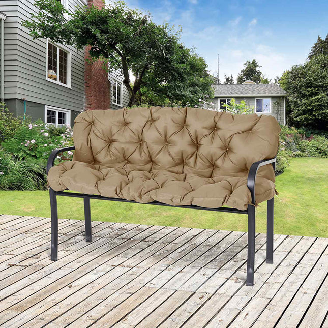 3-zitsbankkussen 150x98x8 cm bankkussen met riemen, zitkussen, outdoor/indoor stoelkussen, zitkussen, zitkussen, bankkussen voor tuinmeubelen, bank verandaschommel, kaki Aosom