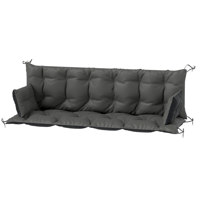 3-seat outdoor bench cushion, dark grey/black, 180x110x8 cm