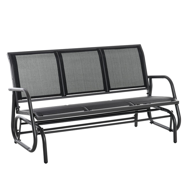 3-seater metal garden swing bench, weatherproof, black