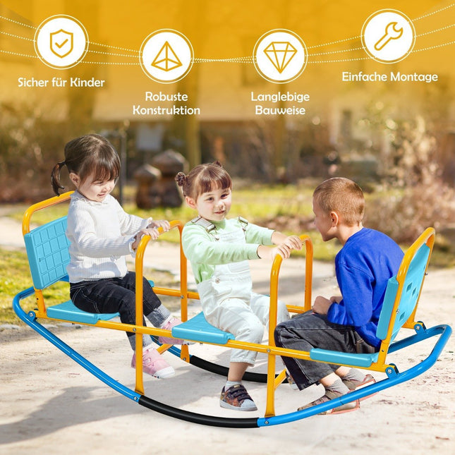 3 seater rocking rocker garden rocker with handles children's rocker up to 100 kg load capacity blue