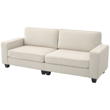 Cream white 3-seater sofa with armrests & back cushions