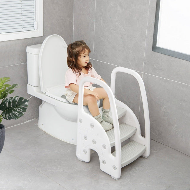 3 step step stool for children climbing aid with safety handles 50 kg load capacity grey