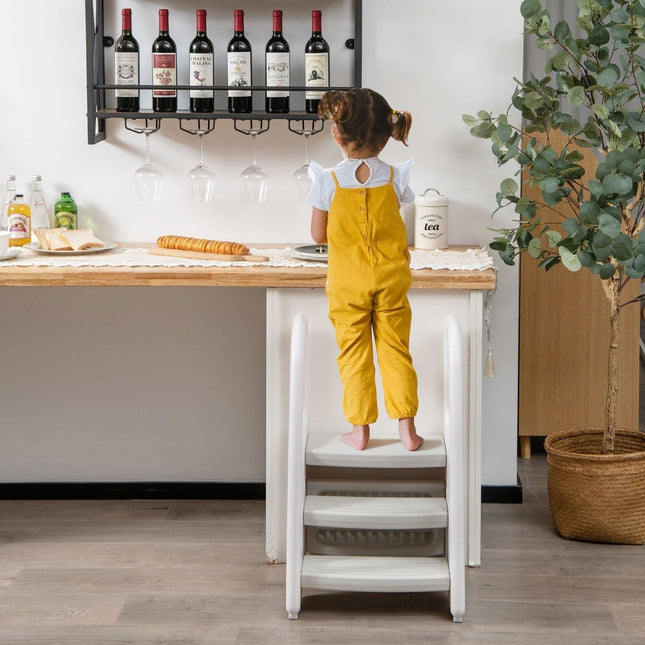 3 step step stool for children climbing aid with safety handles 50 kg load capacity grey