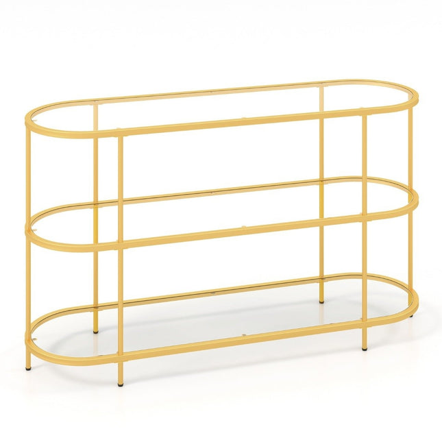 3-tier TV cabinet TV stand for TVs up to 65 inches gold 140 x 41 x 82 cm