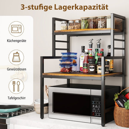3 tier microwave shelf microwave stand with 2 open shelves 52 x 42 x 78 cm