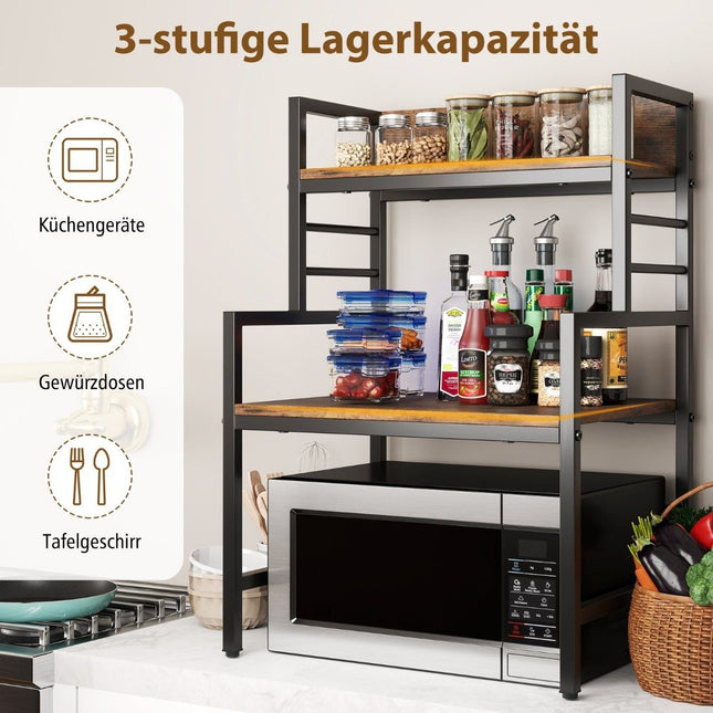 3 tier microwave shelf microwave stand with 2 open shelves 52 x 42 x 78 cm