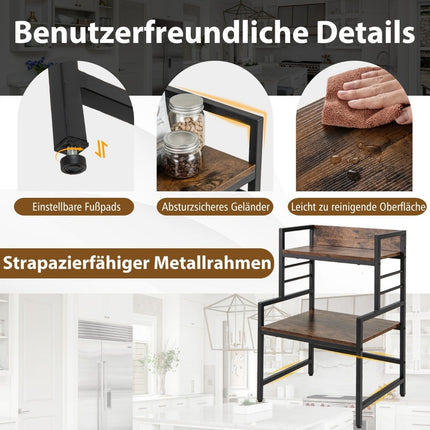 3 tier microwave shelf microwave stand with 2 open shelves 52 x 42 x 78 cm