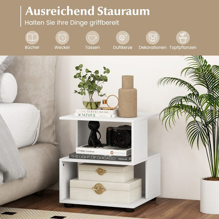 3-tier side table modern bedside table coffee table with shelves 39.5 x 39.5 x 45 cm white