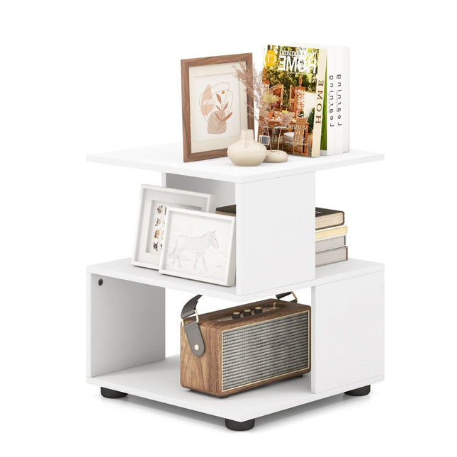 3-tier side table modern bedside table coffee table with shelves 39.5 x 39.5 x 45 cm white