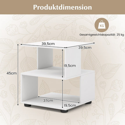 3-tier side table modern bedside table coffee table with shelves 39.5 x 39.5 x 45 cm white