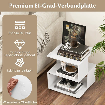 3-tier side table modern bedside table coffee table with shelves 39.5 x 39.5 x 45 cm white