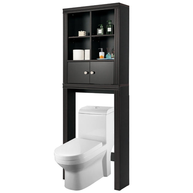 3-tier toilet shelf space-saving bathroom shelf with 4 open compartments 60 x 20 x 165 cm brown