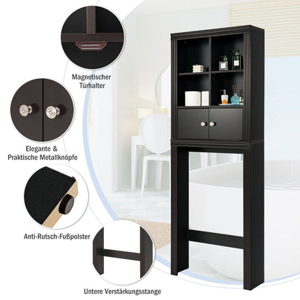 3-tier toilet shelf space-saving bathroom shelf with 4 open compartments 60 x 20 x 165 cm brown