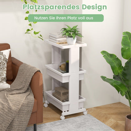 3-tier trolley with table top and lockable wheels plastic trolley