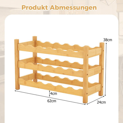 3 tier wine rack bamboo wine stand for 18 bottles 62 x 24 x 38 cm natural