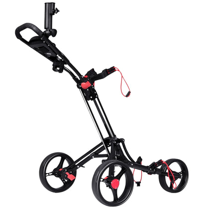3-wheel golf trolley golf cart golf foldable simple push and pull cart black