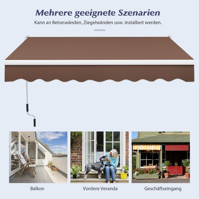 3 x 2.5 m folding arm awning sun awning balcony awning patio awning clamp awning brown