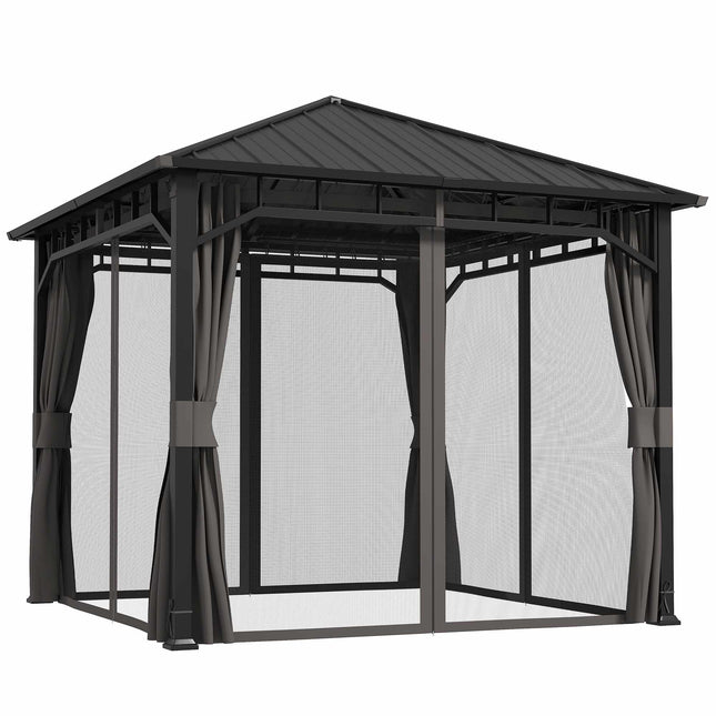 3x3 Gazebo with Galvanized Roof and Curtains