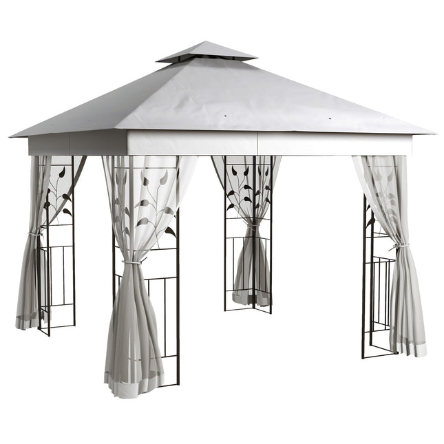 3x3 Pavilion with Double Roof, Water-Resistant Polyester
