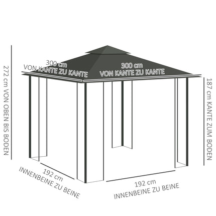 3x3 Pavilion with Double Roof, Water-Resistant Polyester