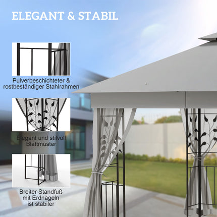 3x3 Pavilion with Double Roof, Water-Resistant Polyester