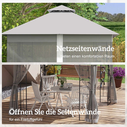 3x3 Pavilion with Double Roof, Water-Resistant Polyester