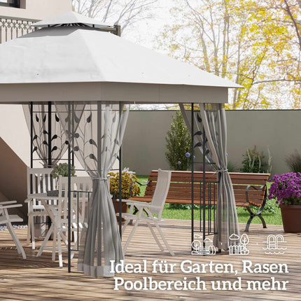 3x3 Pavilion with Double Roof, Water-Resistant Polyester