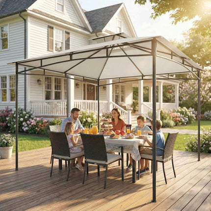 3x3m Garden Pavilion, Water-Resistant, Double Roof, Cream