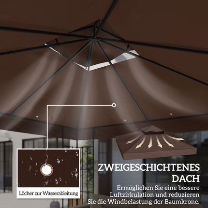 3x3m Gazebo Replacement Canopy, Coffee, UPF30+, Water Drainage