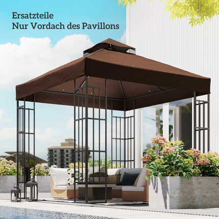 3x3m Gazebo Replacement Canopy, Coffee, UPF30+, Water Drainage