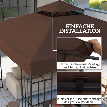 3x3m Gazebo Replacement Canopy, Coffee, UPF30+, Water Drainage