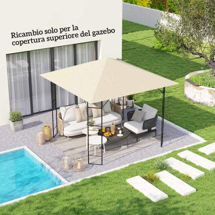 3x3 m Gazebo Roof Cover, Oxford 600D, Cream, 8 Drain Holes