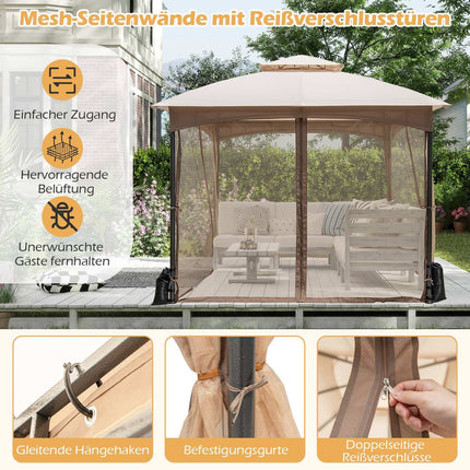 3x3 m Gazebo with Mosquito Net & Sandbags, Waterproof