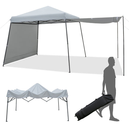3x3m Instant Pop Up Canopy Tent with Awnings Outdoor Sun Shade Gray