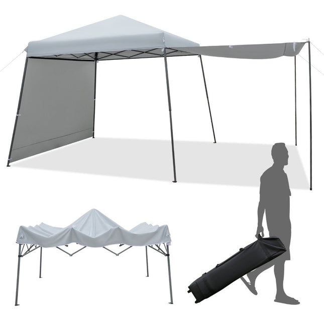 3x3m Instant Pop Up Canopy Tent with Awnings Outdoor Sun Shade Gray