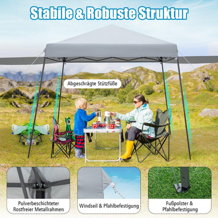 3x3m Instant Pop Up Canopy Tent with Awnings Outdoor Sun Shade Gray