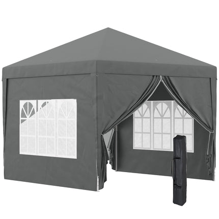 3 x 3 m Pavilion with 4 Sidewalls, UV Protection, Gray