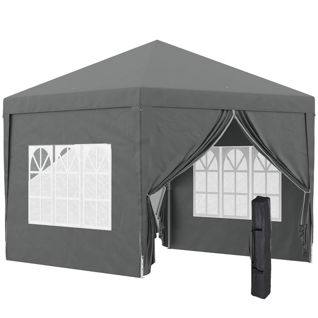 3 x 3 m Pavilion with 4 Sidewalls, UV Protection, Gray