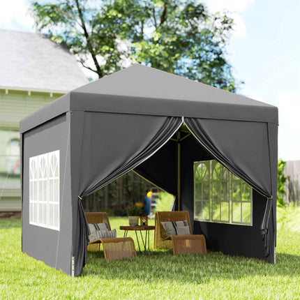 3 x 3 m Pavilion with 4 Sidewalls, UV Protection, Gray