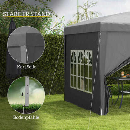 3 x 3 m Pavilion with 4 Sidewalls, UV Protection, Gray