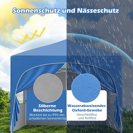 3x3 m Pop-Up Canopy Tent, 4 Removable Walls, Blue