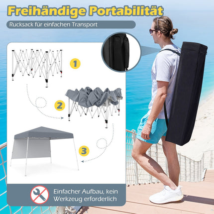 3x3m Pop-Up Gazebo, Waterproof, Sun Protection, Gray