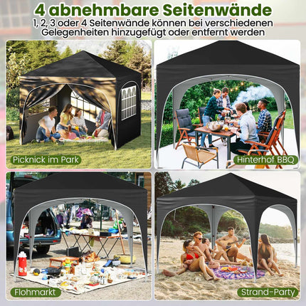 3x3 m Pop-Up Gazebo with 4 Removable Walls, Black