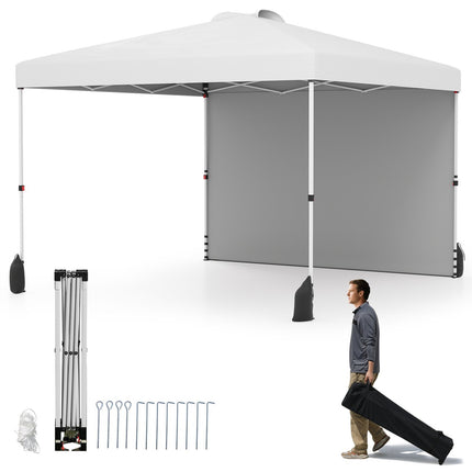 3 x 3 m Pop-Up Gazebo with Sidewall, Portable, White