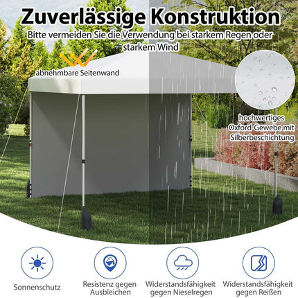 3 x 3 m Pop-Up Gazebo with Sidewall, Portable, White