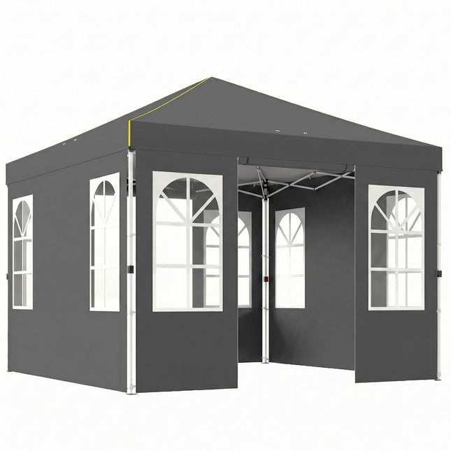 3x3m Pop-Up Pavilion, UPF 50+ Oxford Fabric, Dark Grey